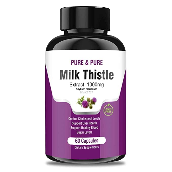 Milk Thistle 1000mg Herbal Supplement Softgel -by Pure & Pure