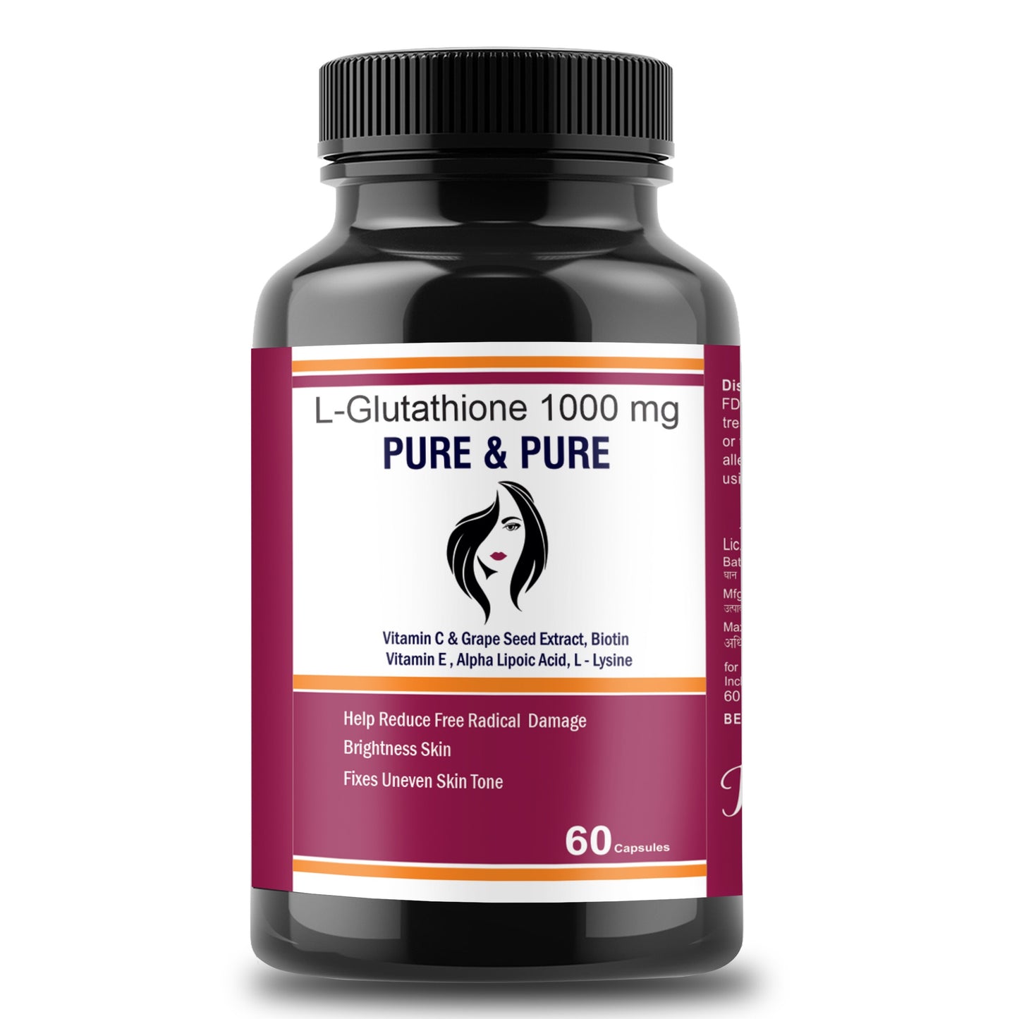 L-Glutathione 1000 mg with Vitamin C & Vitamin E – 60 Tablets/Capsules