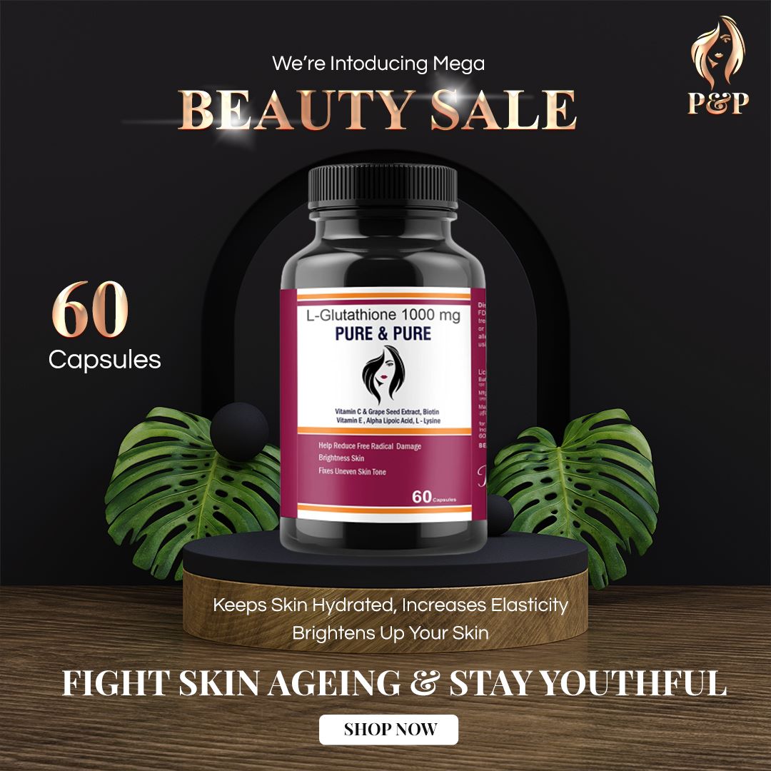 L-Glutathione 1000mg for Glowing skin Pack of 5 Bottles(N) Pure & Pure Healthcare India L-Glutathione 1000mg for Glowing skin Pack of 5 Bottles(N) Pure & Pure Healthcare India