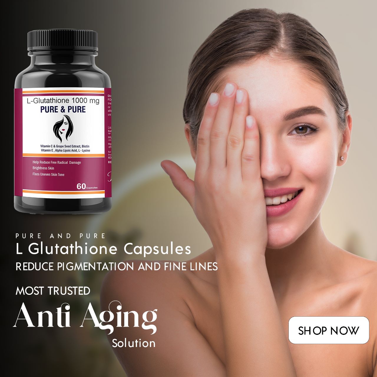 L-Glutathione for skin with Vitamin C, Vitamin E, 60 capsule Pure & Pure Healthcare India L-Glutathione for skin with Vitamin C, Vitamin E, 60 capsule Pure & Pure Healthcare India