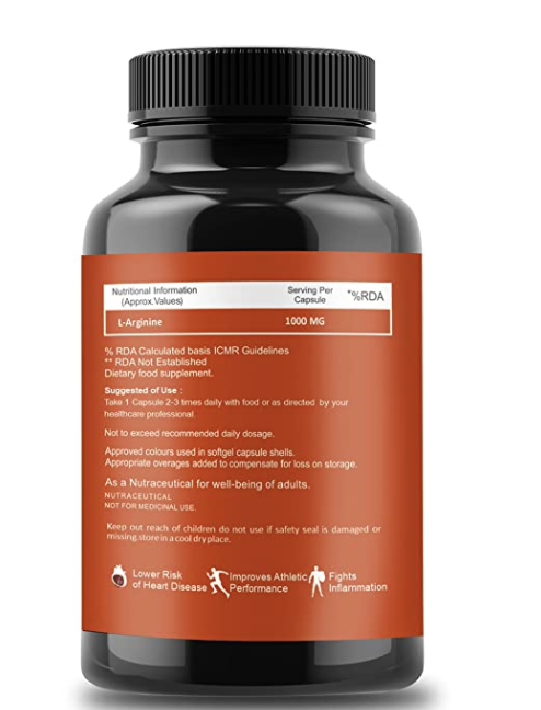 L-Arginine 1000 mg Tablet - Pre Workout Booster 60 tab