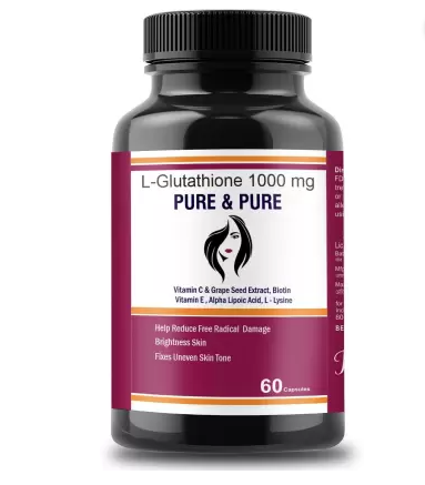 Pure & Pure Healthcare L-Glutathione Capsules 1000mg with Vitamin E and C For GlowingSkin( Pack of 1 )60 capsules