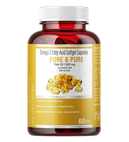 Pure & Pure Omega 3 Fish Oil Soft gel Capsules (60 + 60 Capsules)